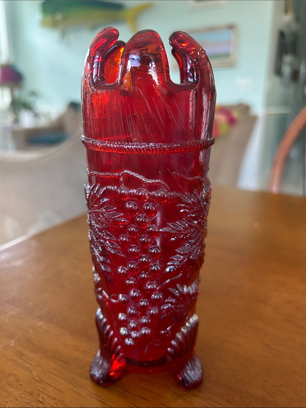 Ruby Red Carnival Glass Hatpin Holder